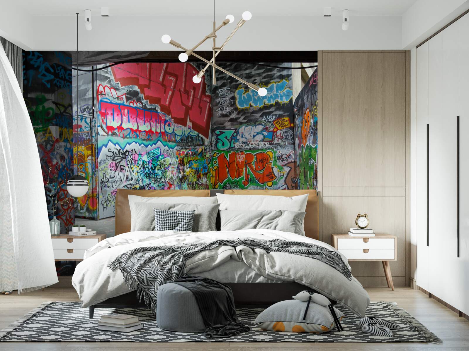 Fototapeta graffiti zdobi ściany podziemnego przejścia