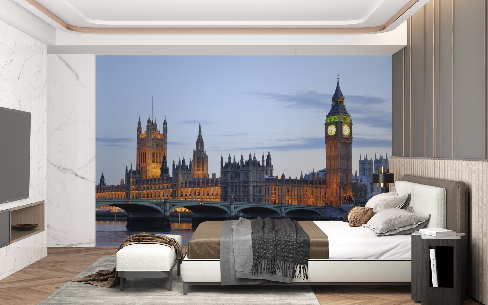 Fototapeta big ben i parlament oświetlone światłami