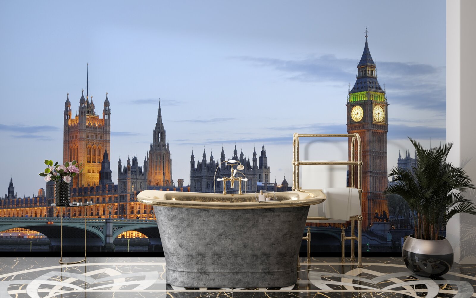 Fototapeta big ben i parlament oświetlone światłami