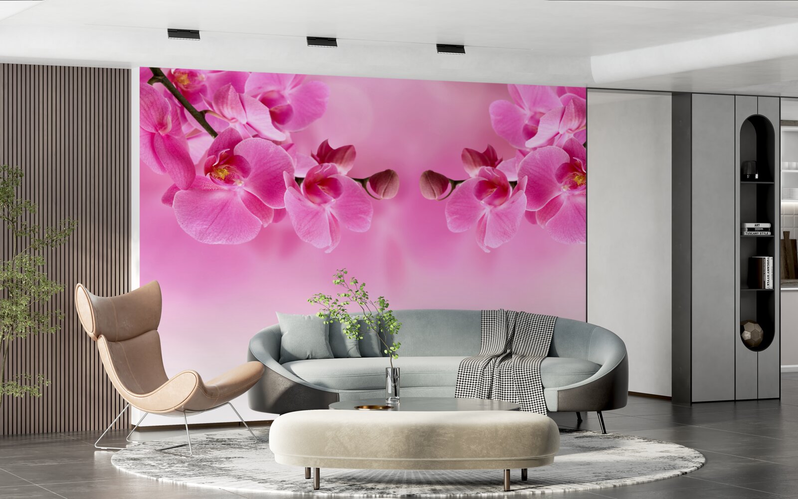 Fototapeta gałęzie różowej orchidei na jasnym tle