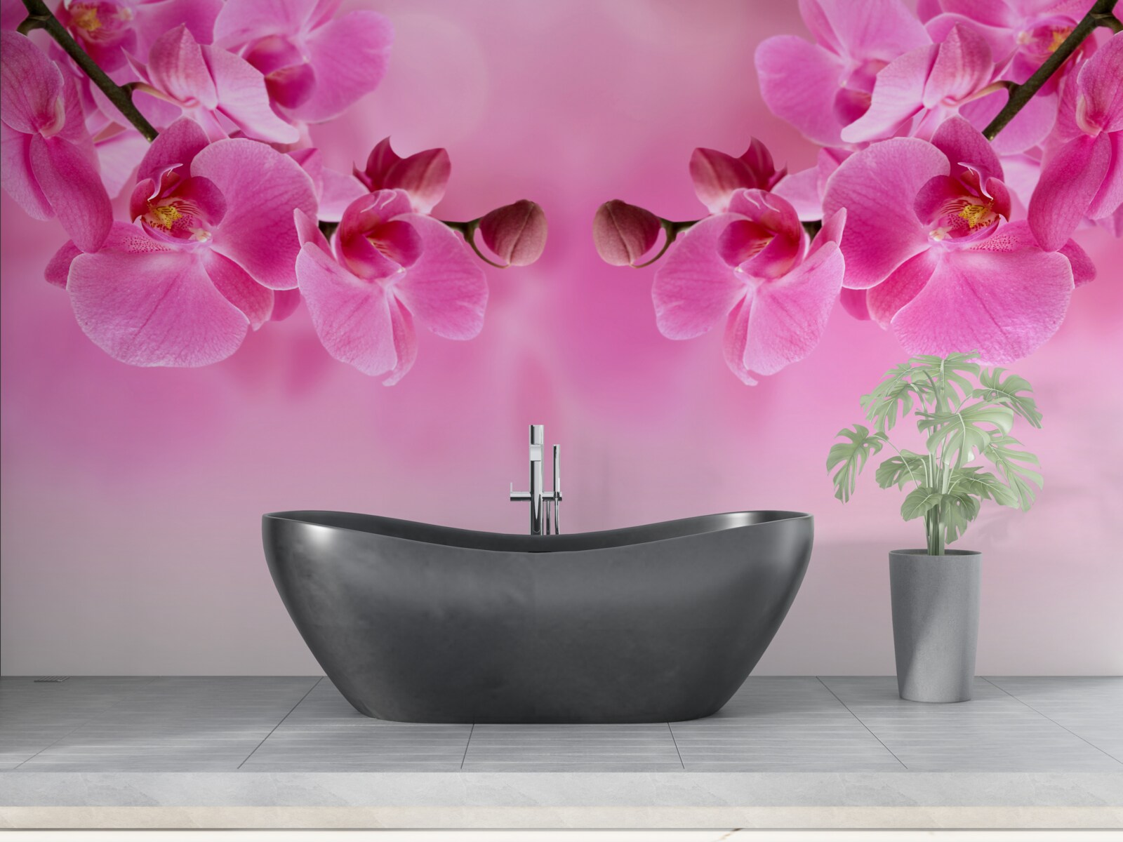 Fototapeta gałęzie różowej orchidei na jasnym tle