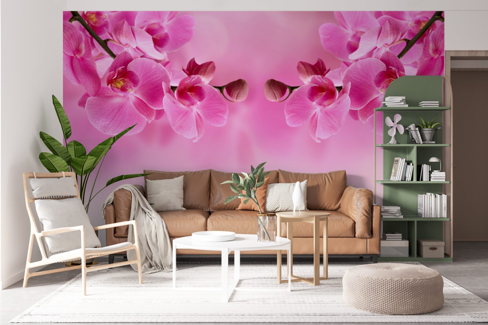 Fototapeta gałęzie różowej orchidei na jasnym tle