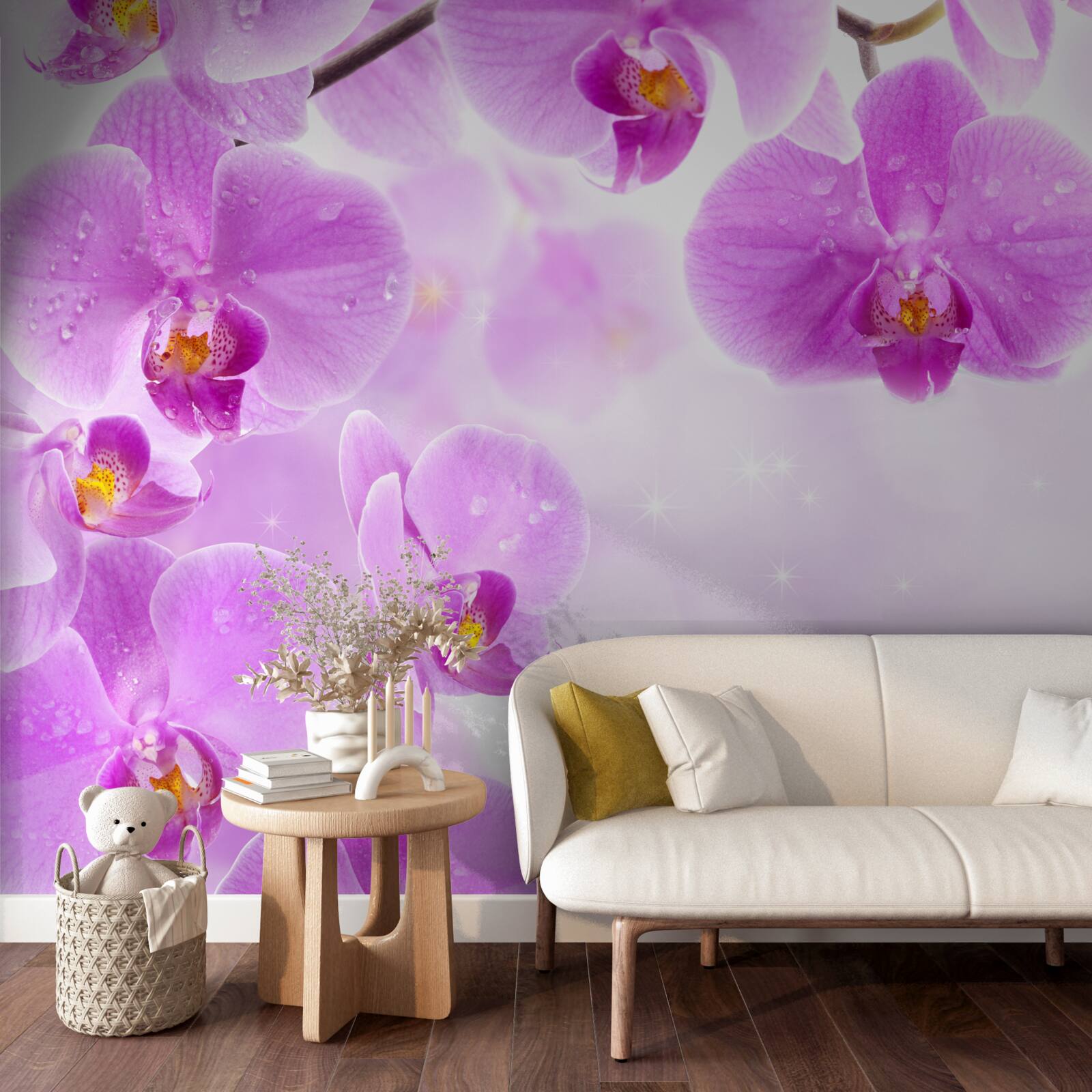 Fototapeta na gałęzi zakwitły duże fioletowe orchidee