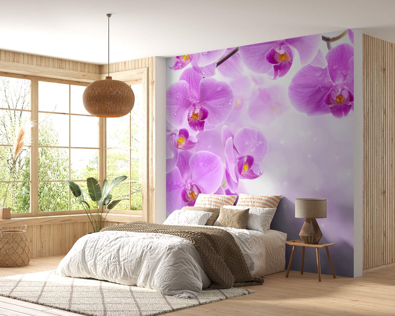 Fototapeta na gałęzi zakwitły duże fioletowe orchidee