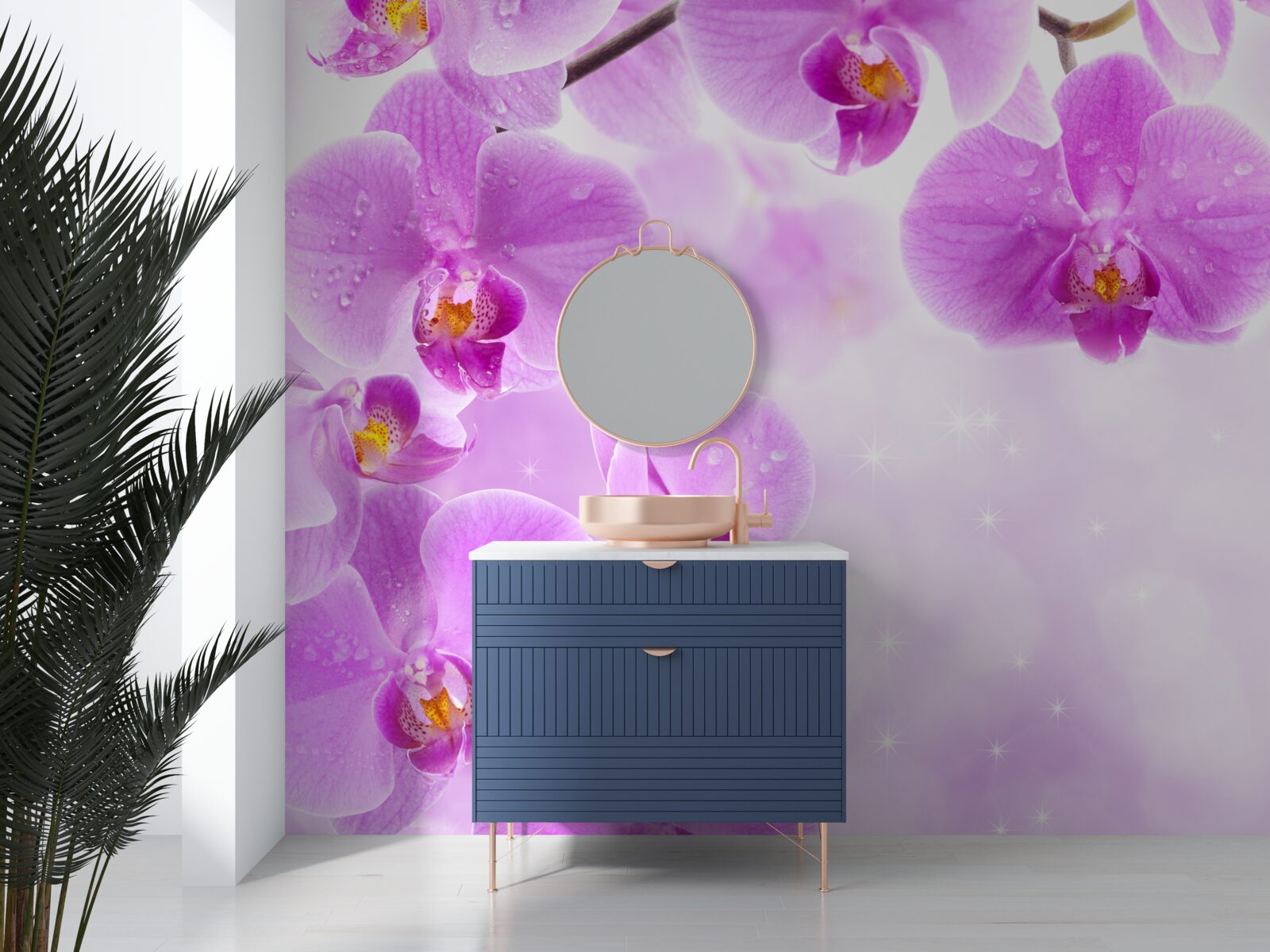Fototapeta na gałęzi zakwitły duże fioletowe orchidee