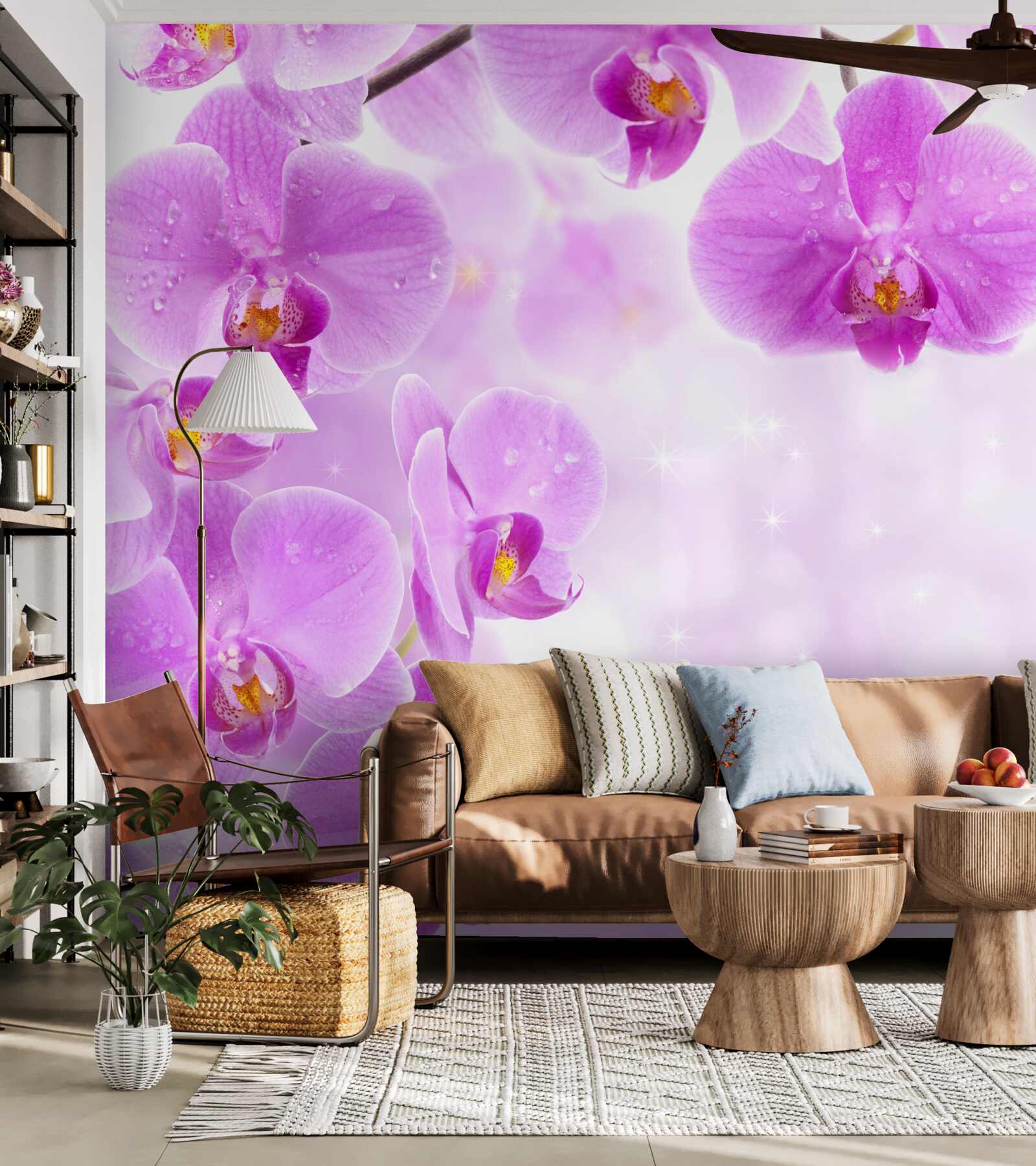 Fototapeta na gałęzi zakwitły duże fioletowe orchidee