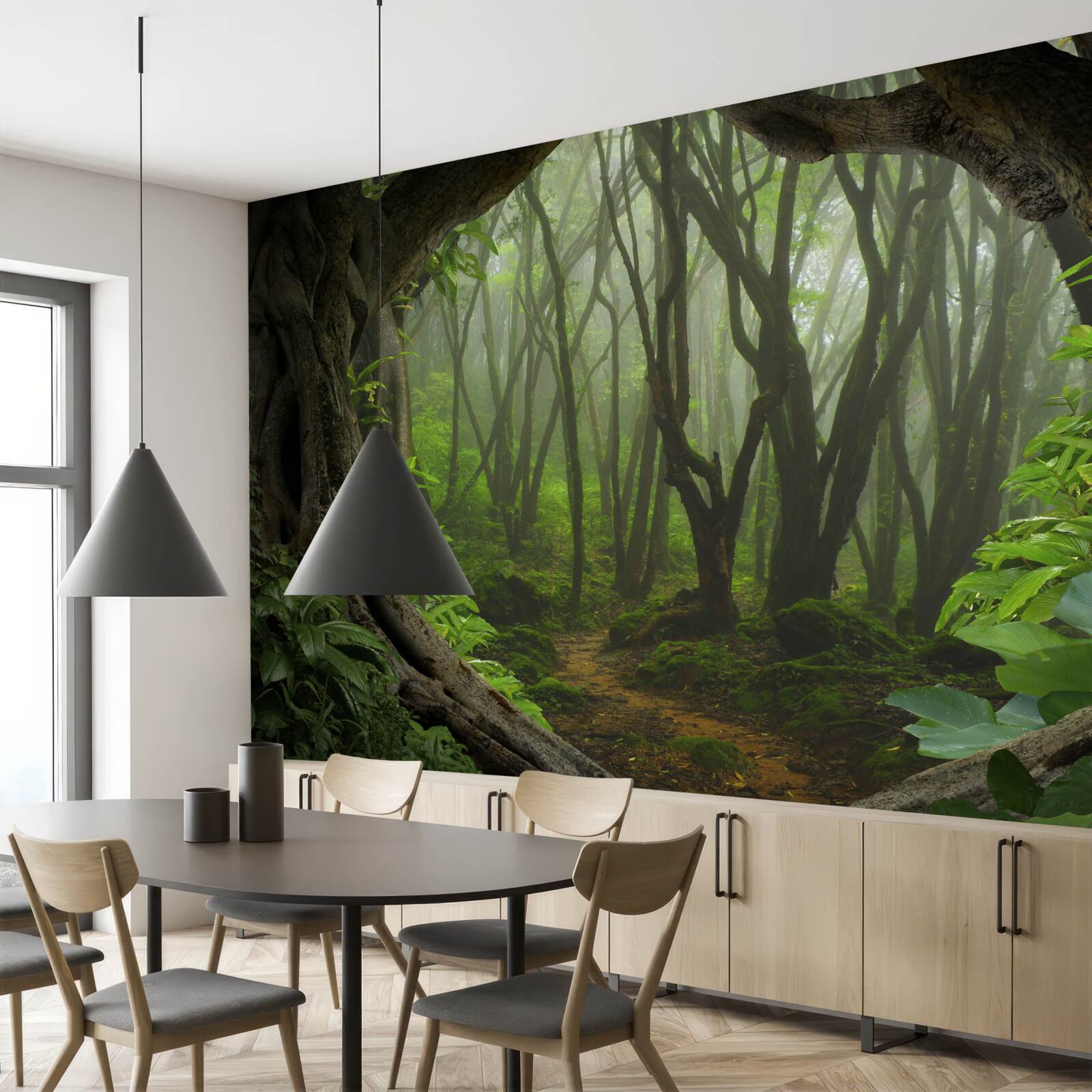Fototapeta bujna szmaragdowa palisada drzew