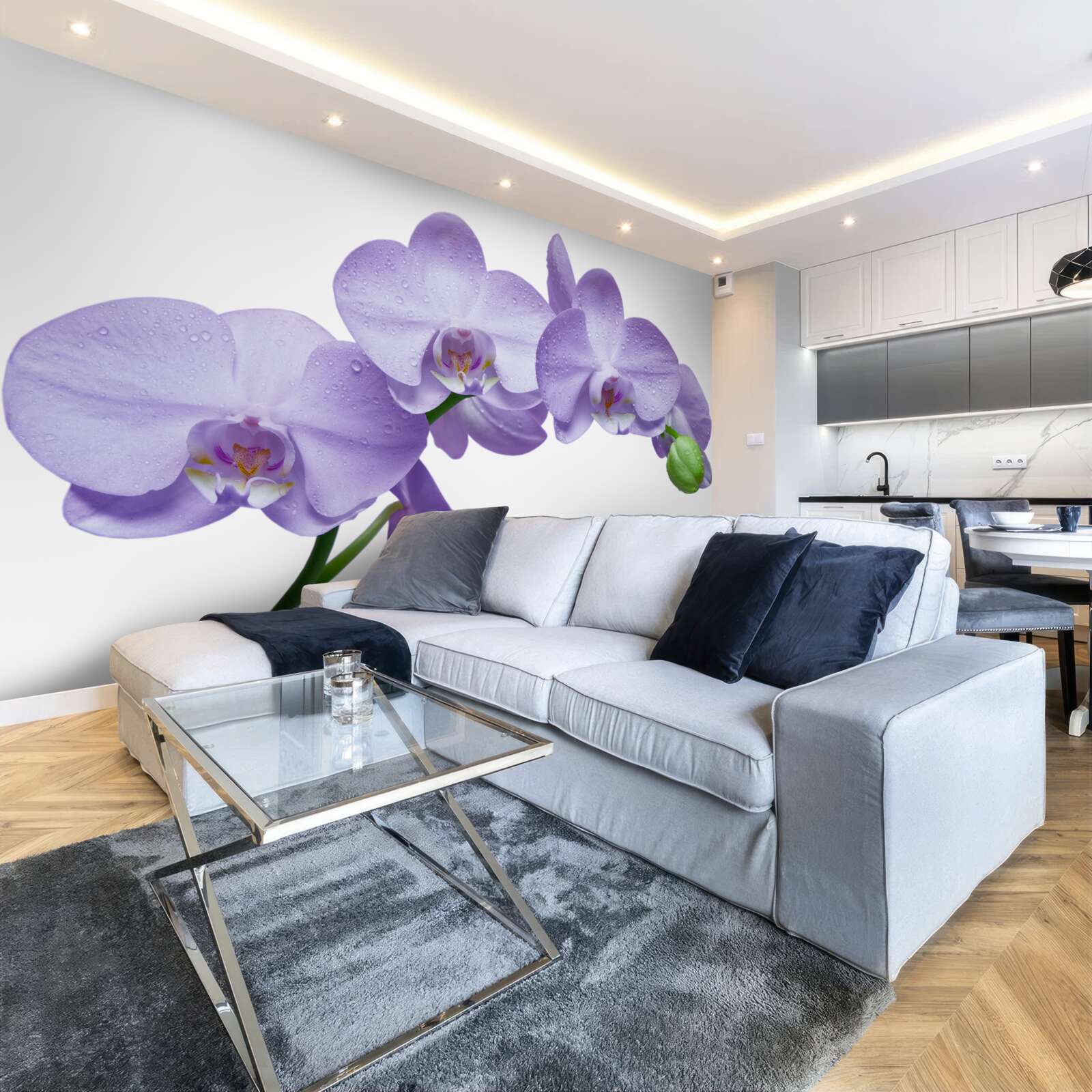 Fototapeta sama gałąź jasnej liliowej orchidei