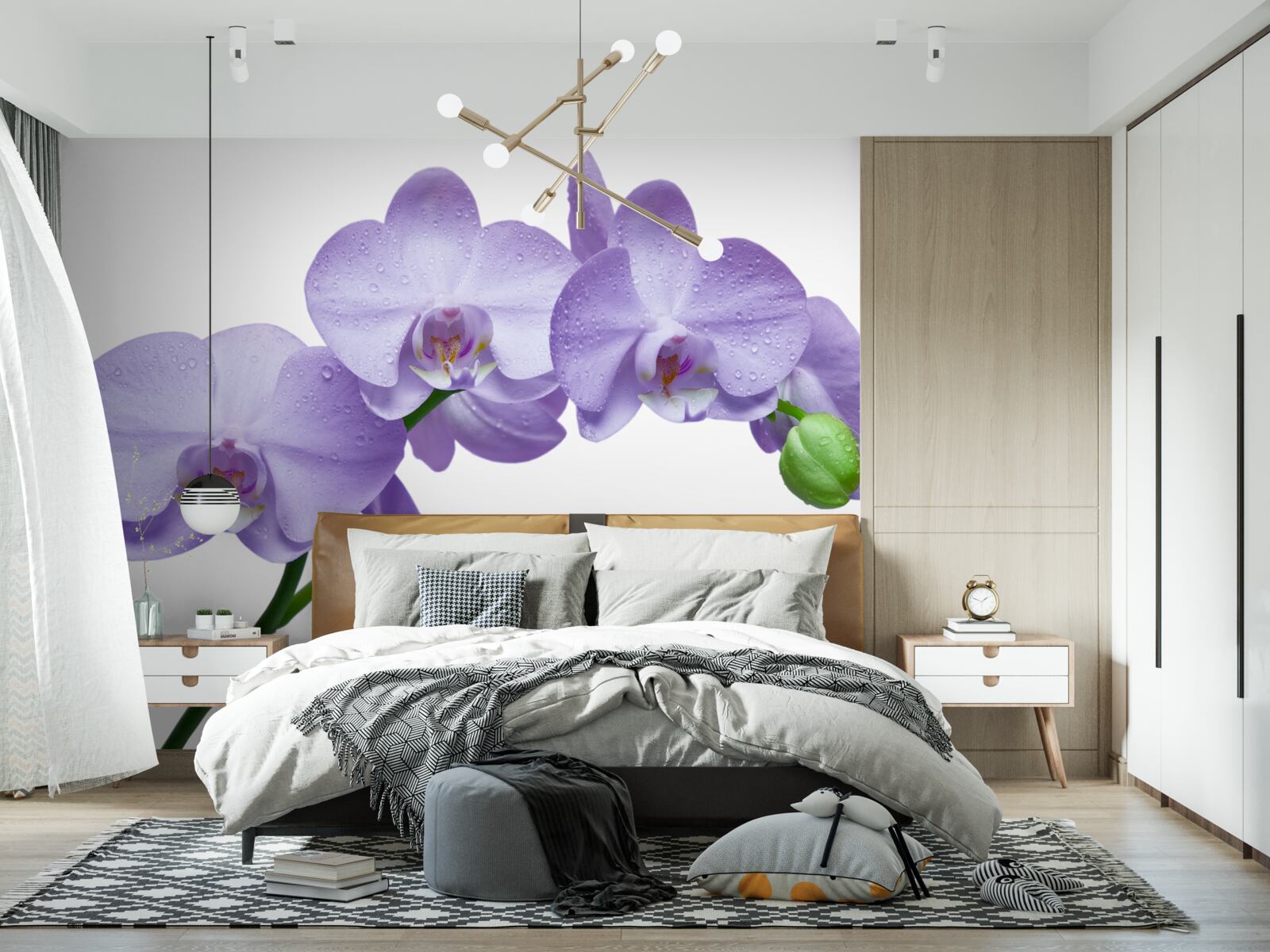 Fototapeta sama gałąź jasnej liliowej orchidei