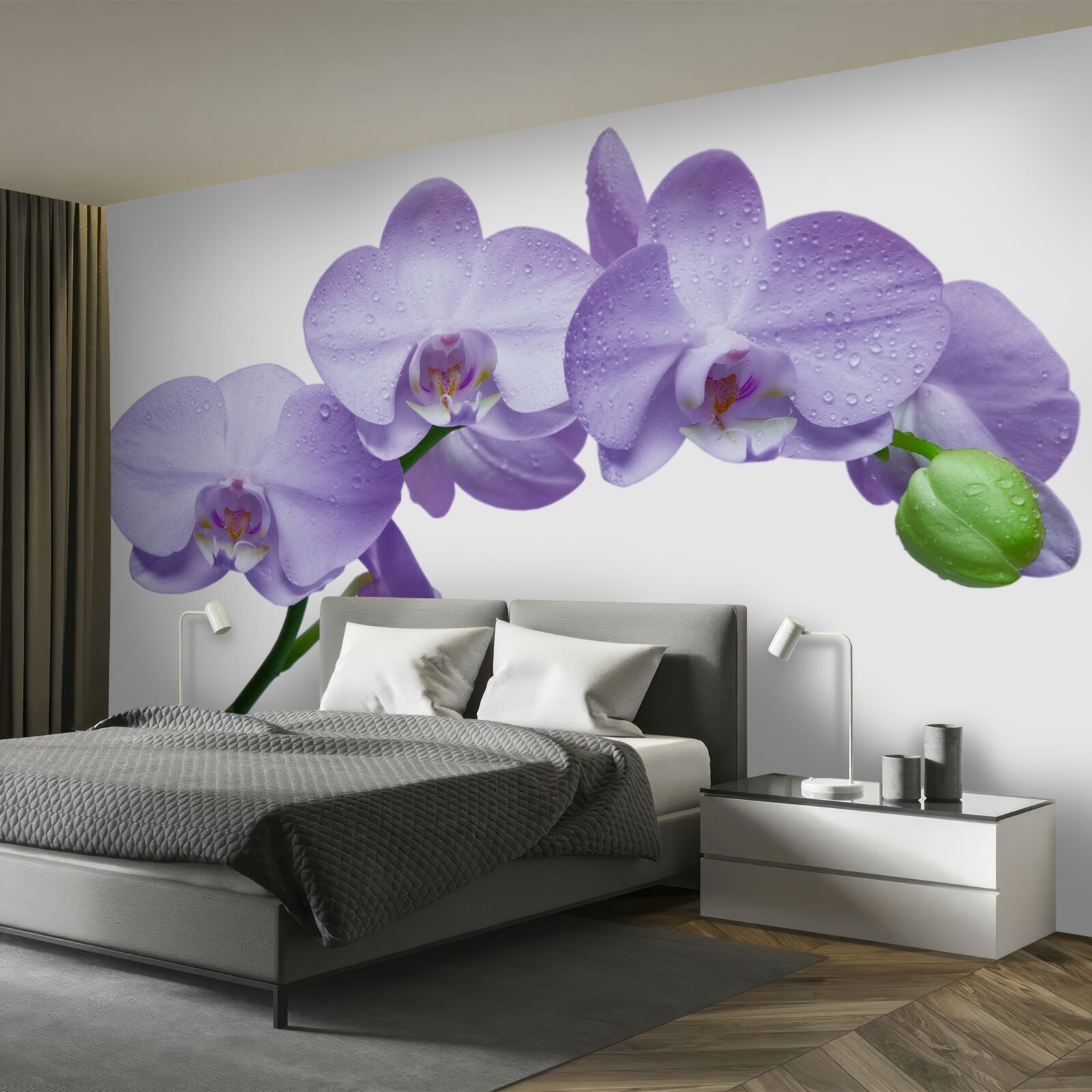 Fototapeta sama gałąź jasnej liliowej orchidei