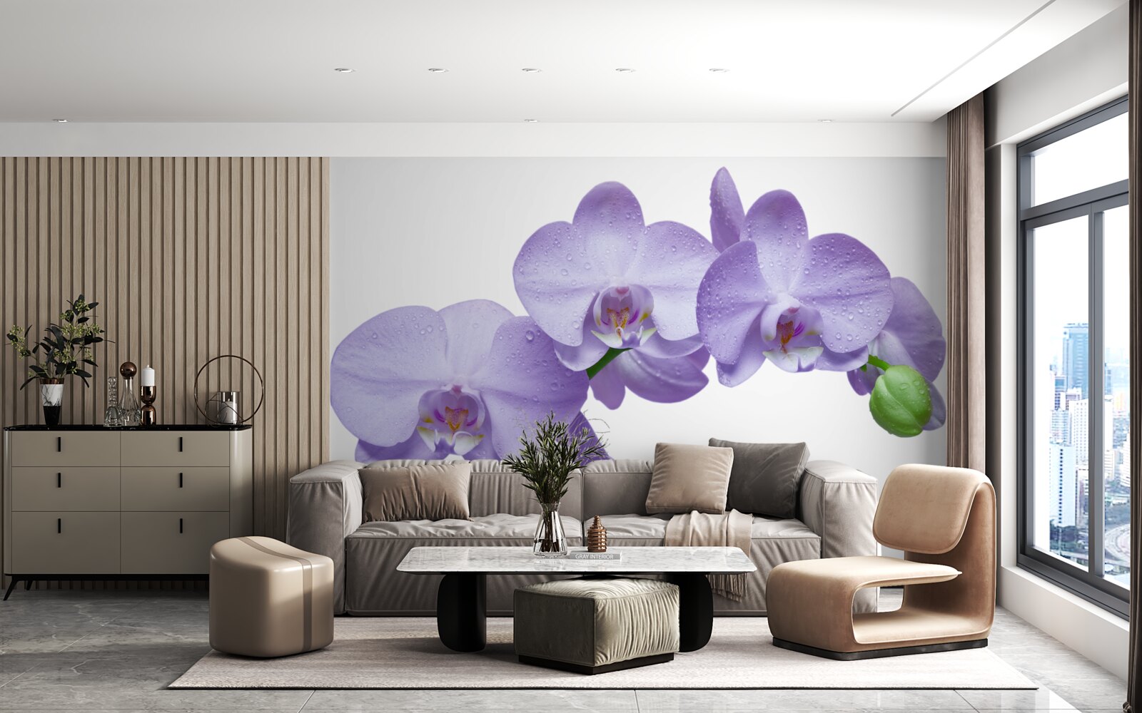 Fototapeta sama gałąź jasnej liliowej orchidei