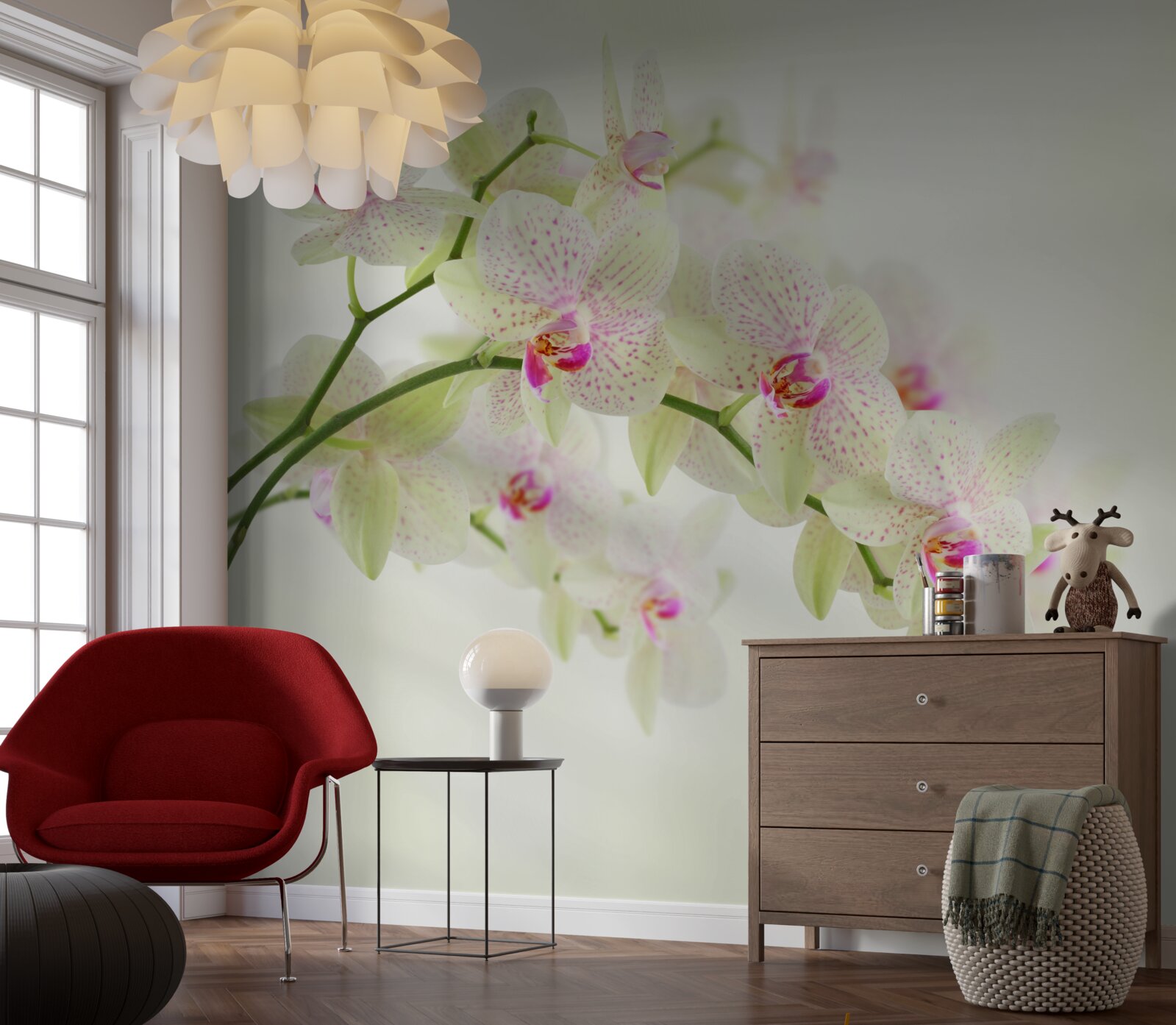 Fototapeta niezwykle bujne gałęzie z pąkami orchidei