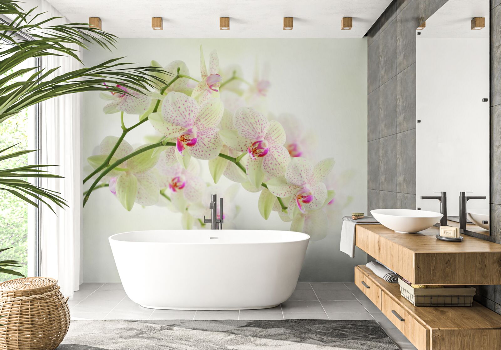 Fototapeta niezwykle bujne gałęzie z pąkami orchidei