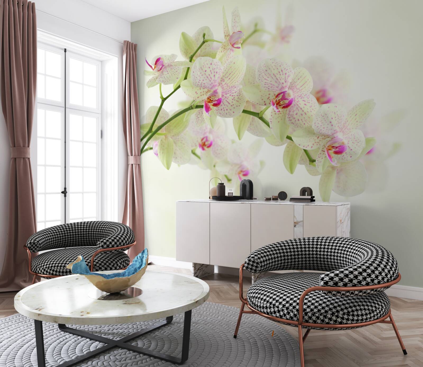 Fototapeta niezwykle bujne gałęzie z pąkami orchidei