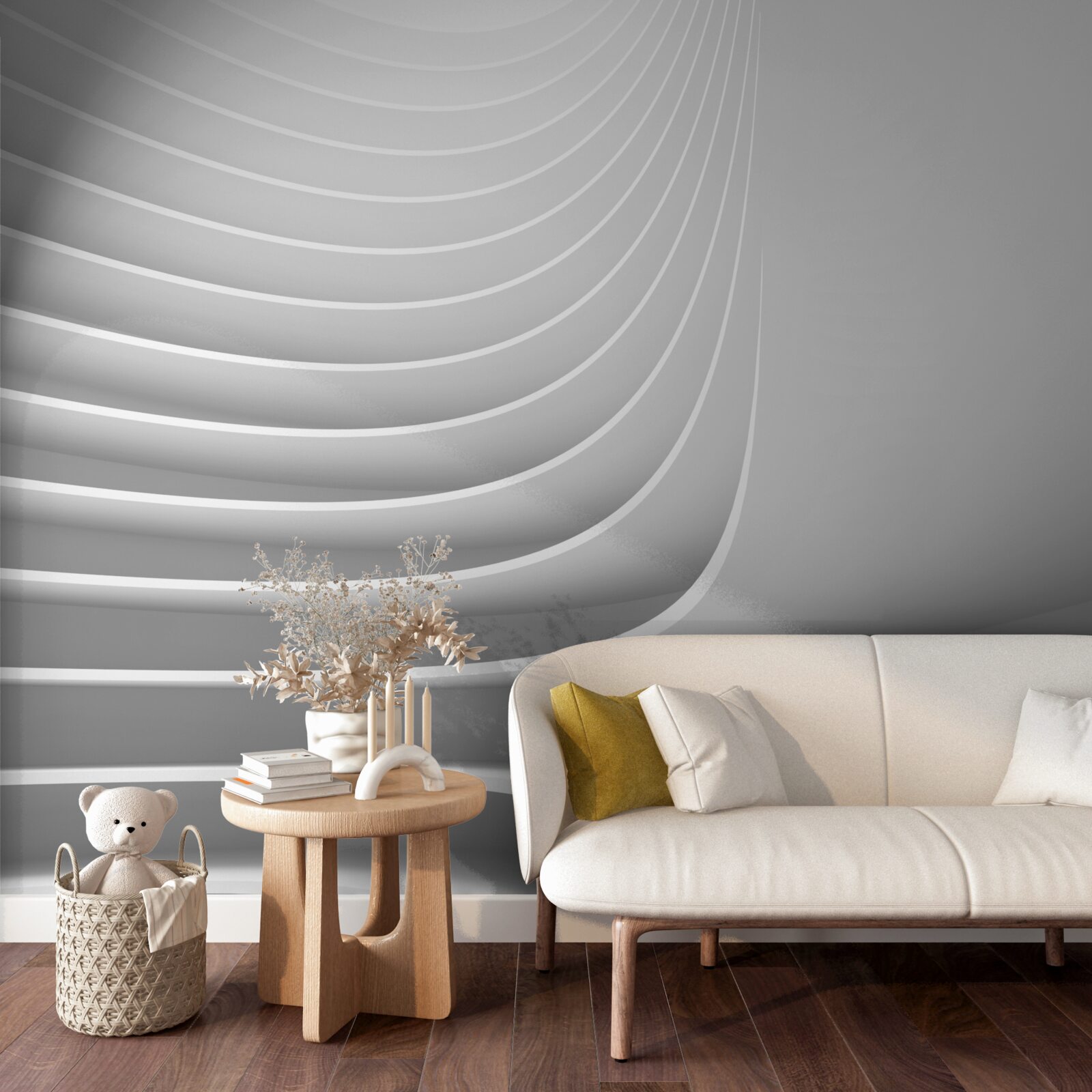 Fototapeta gładkie poziome linie z geometrycznym wzorem