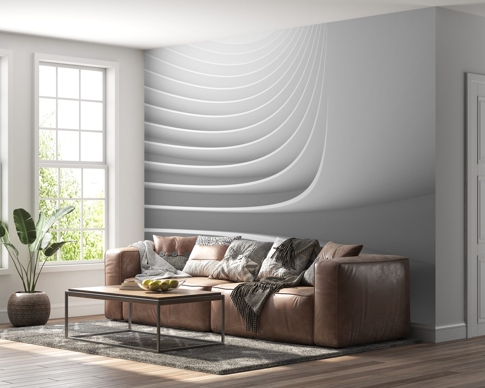 Fototapeta gładkie poziome linie z geometrycznym wzorem
