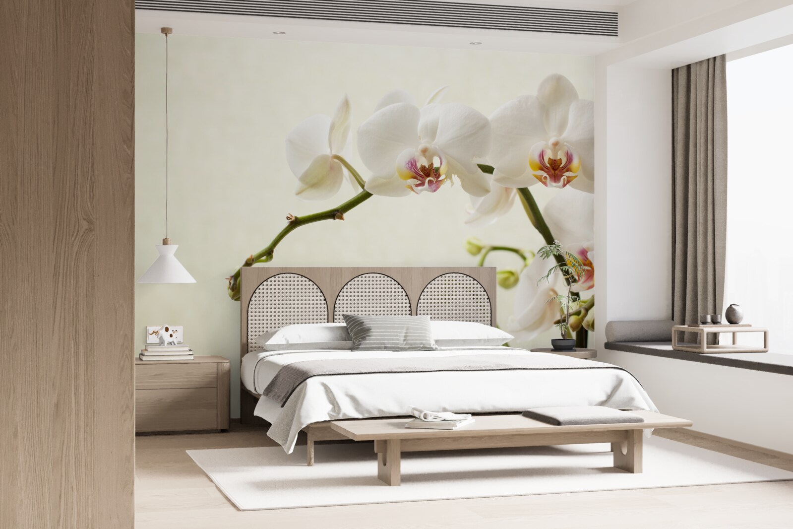 Fototapeta gałęzie białej orchidei na jasnym tle