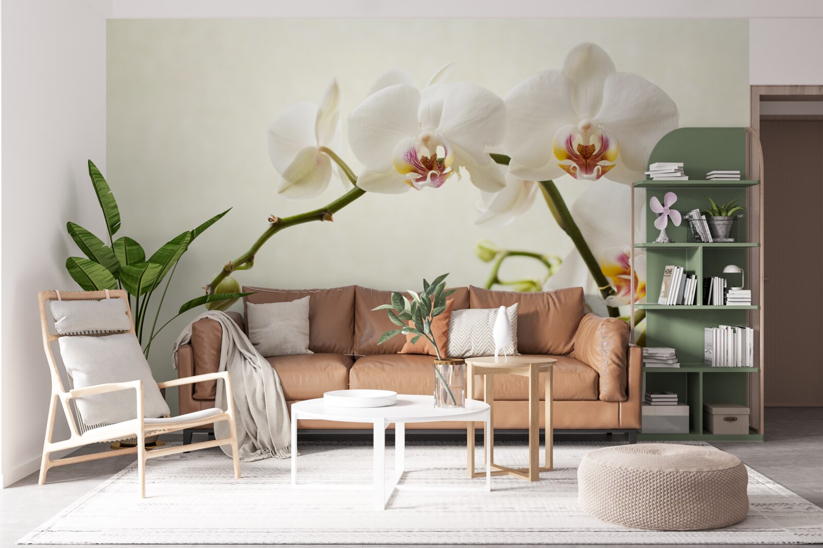 Fototapeta gałęzie białej orchidei na jasnym tle