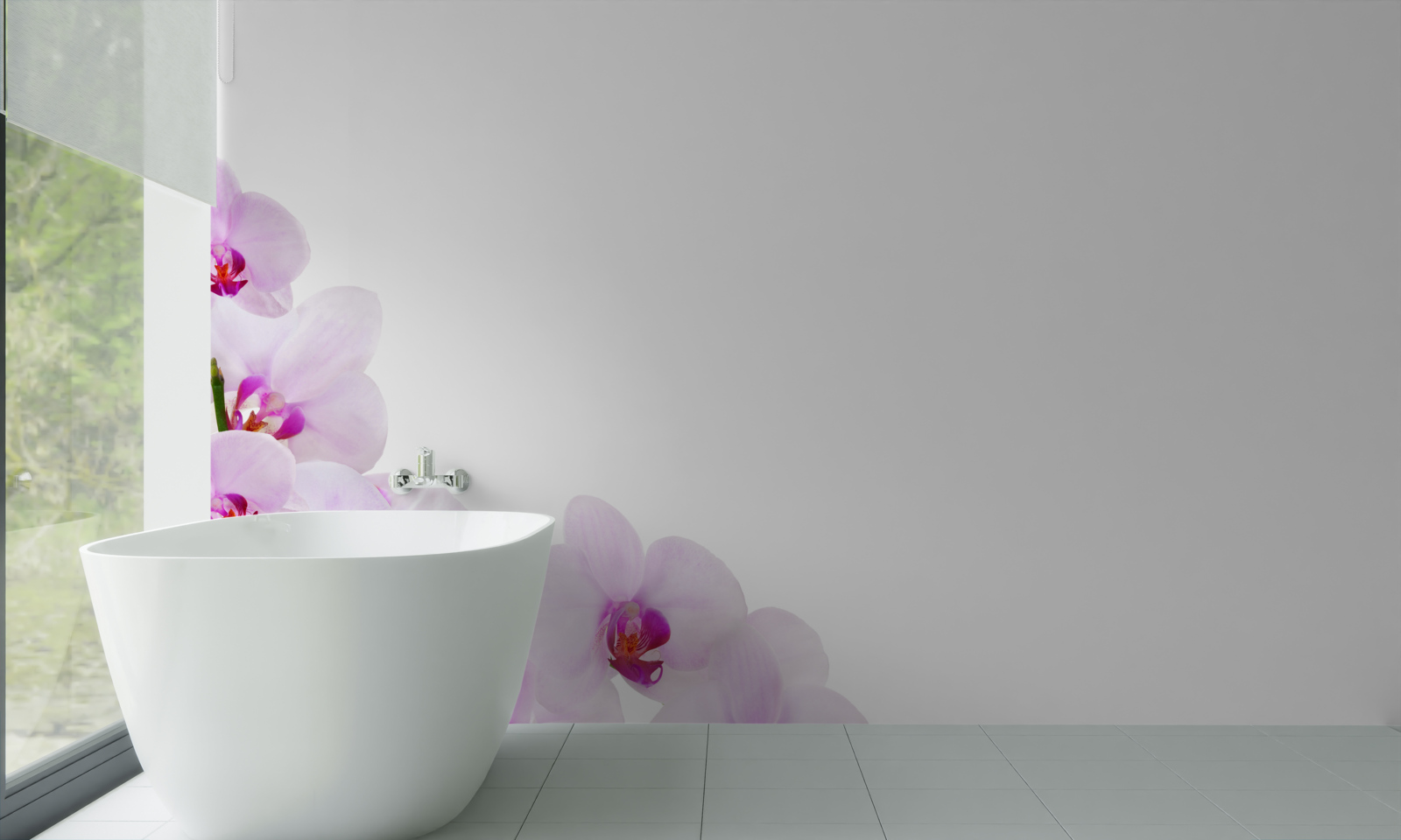 Fototapeta gałęzie lśniącej orchidei na jasnym tle