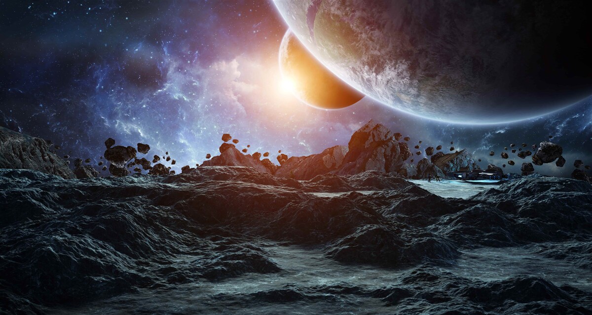Fototapeta przyszły świat z planetami kosmicznymi