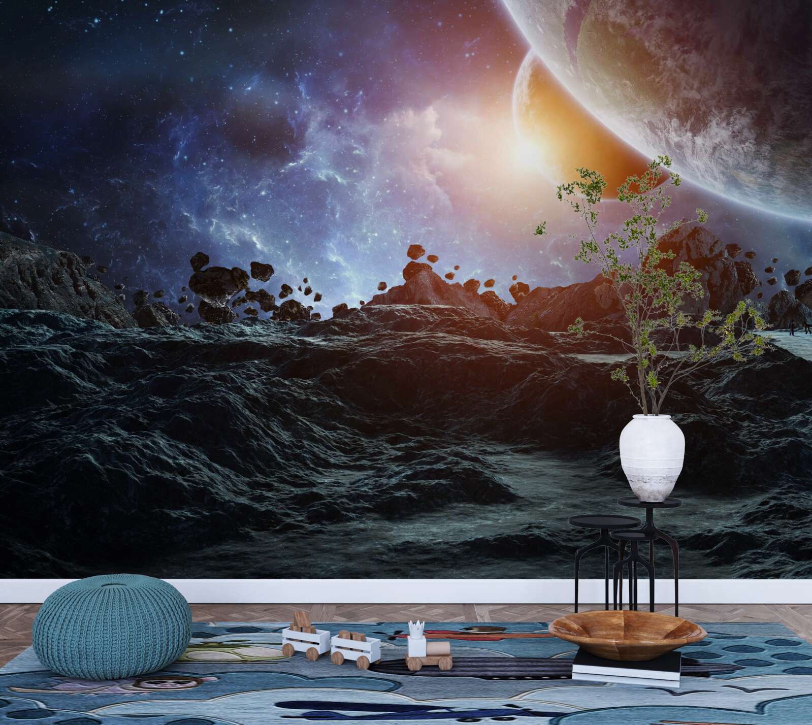 Fototapeta przyszły świat z planetami kosmicznymi