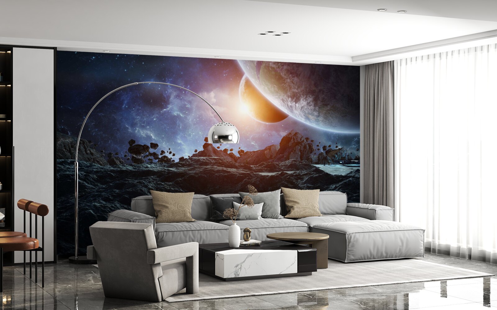 Fototapeta przyszły świat z planetami kosmicznymi