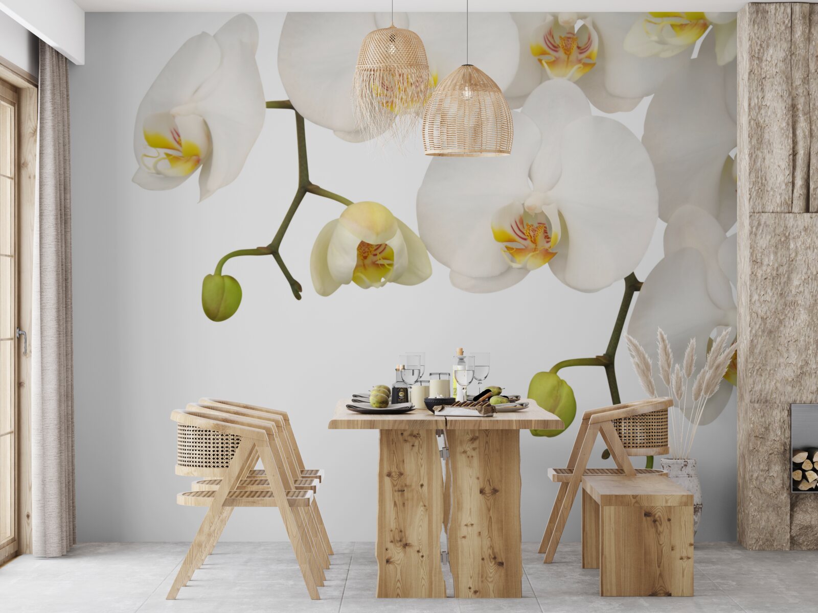 Fototapeta zwisają orchidee z białymi kwiatami