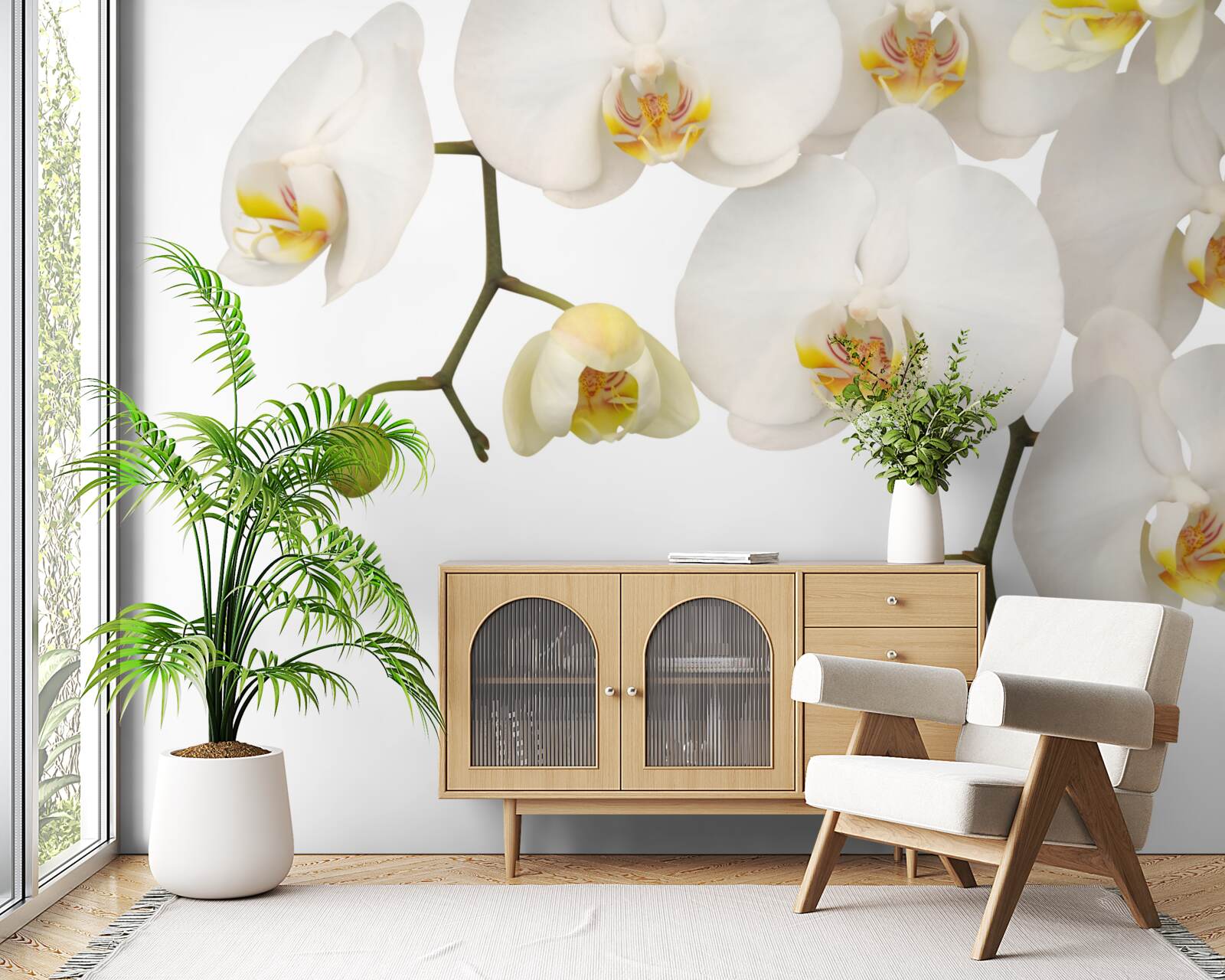 Fototapeta zwisają orchidee z białymi kwiatami