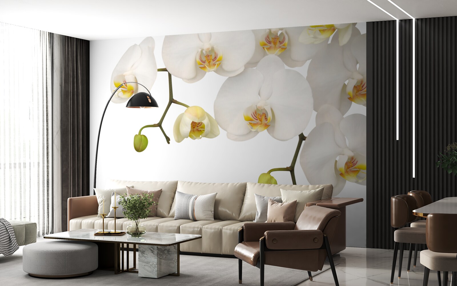 Fototapeta zwisają orchidee z białymi kwiatami