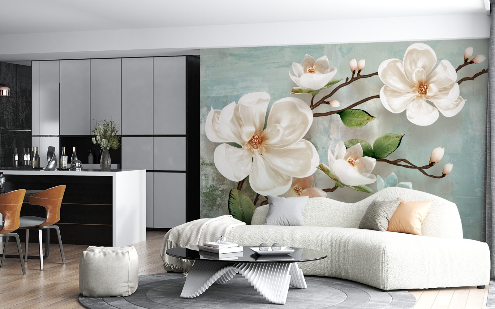 Fototapeta pęczek śnieżnobiałej orchidei w kolorach