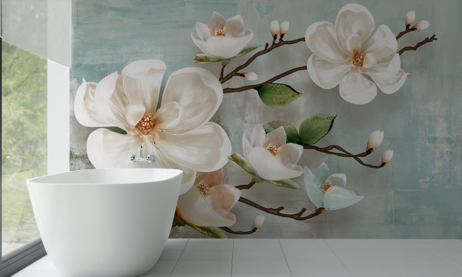 Fototapeta pęczek śnieżnobiałej orchidei w kolorach