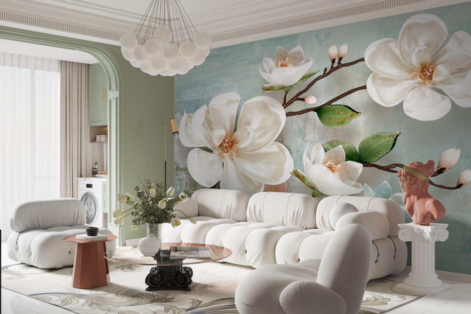 Fototapeta pęczek śnieżnobiałej orchidei w kolorach