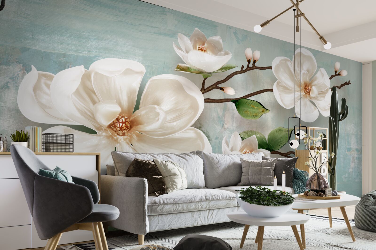 Fototapeta pęczek śnieżnobiałej orchidei w kolorach