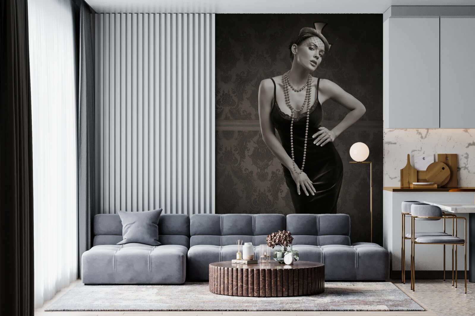 Fototapeta dziewczyna jest przedstawiona w stylu lat 60-tych