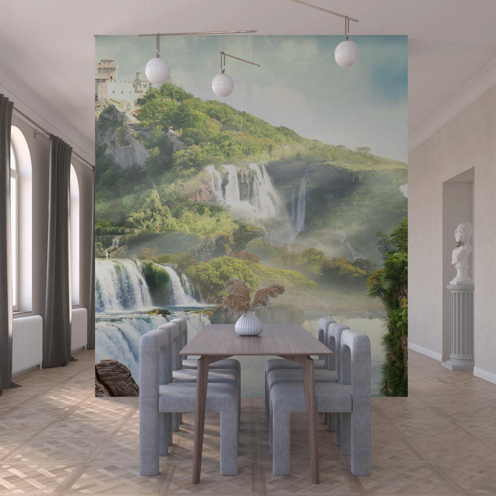 Fototapeta wiele wysokich kaskadowych wodospadów