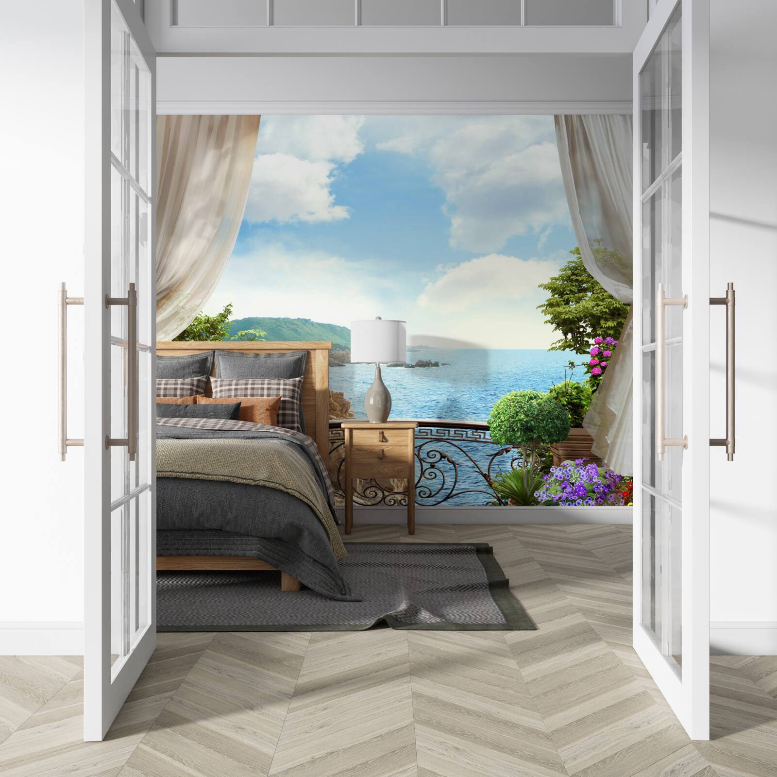 Fototapeta loggia z malowniczą panoramą oceanu