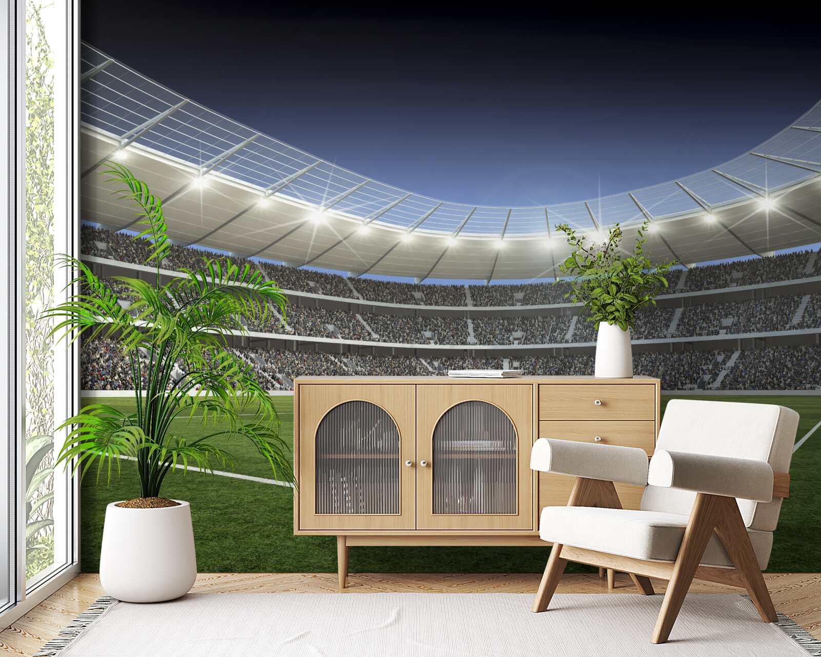 Fototapeta stadion przygotowuje się na przyjazd piłkarzy