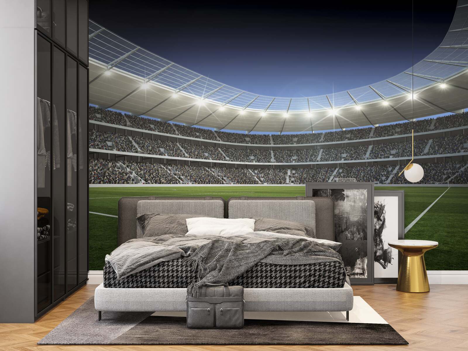 Fototapeta stadion przygotowuje się na przyjazd piłkarzy