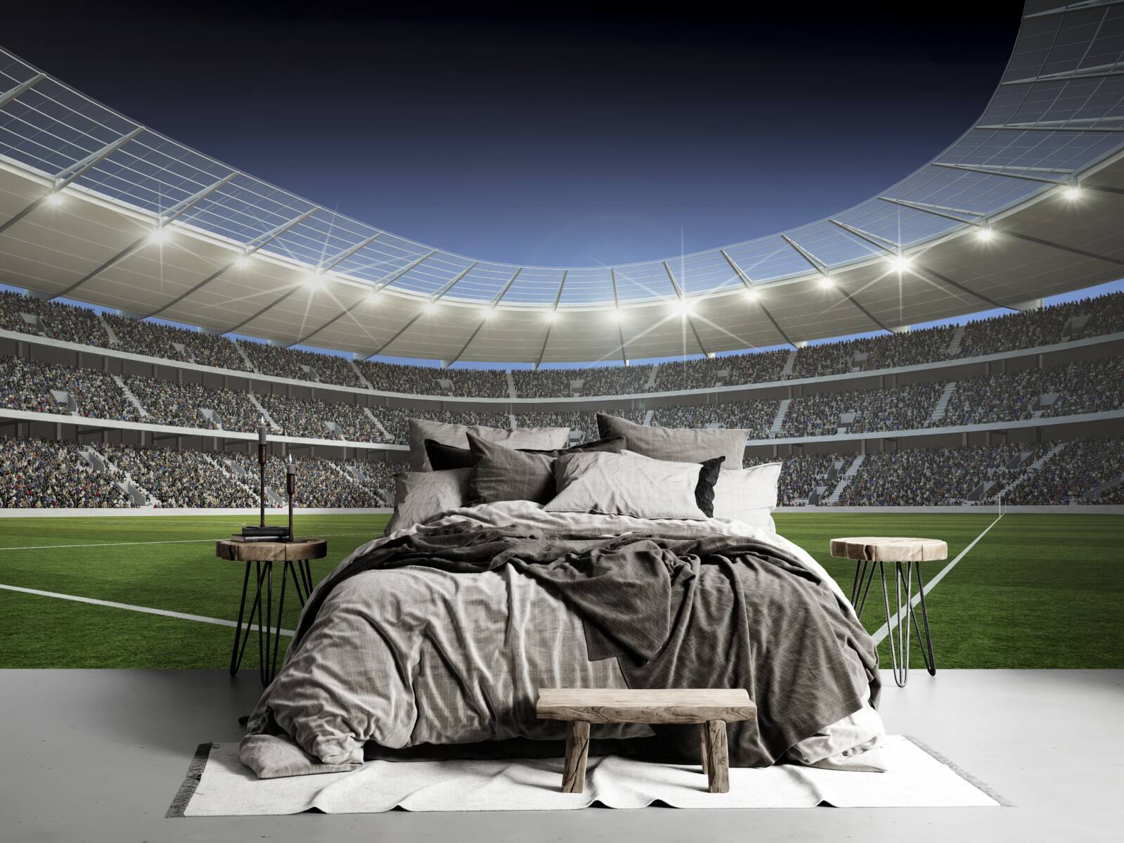 Fototapeta stadion przygotowuje się na przyjazd piłkarzy