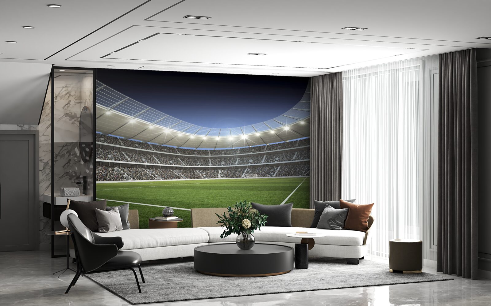 Fototapeta stadion przygotowuje się na przyjazd piłkarzy