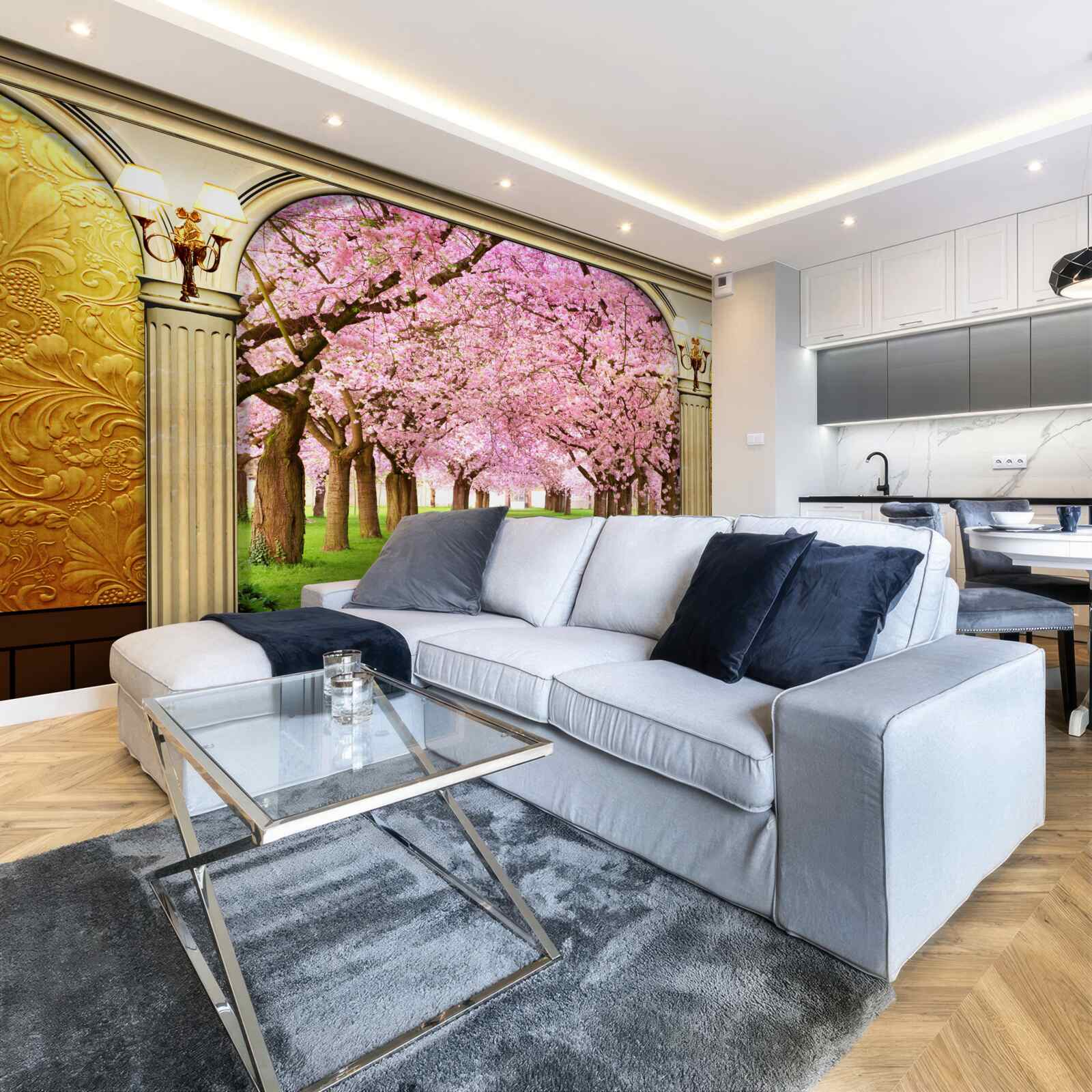 Fototapeta sklepienie prowadzące do alei sakura