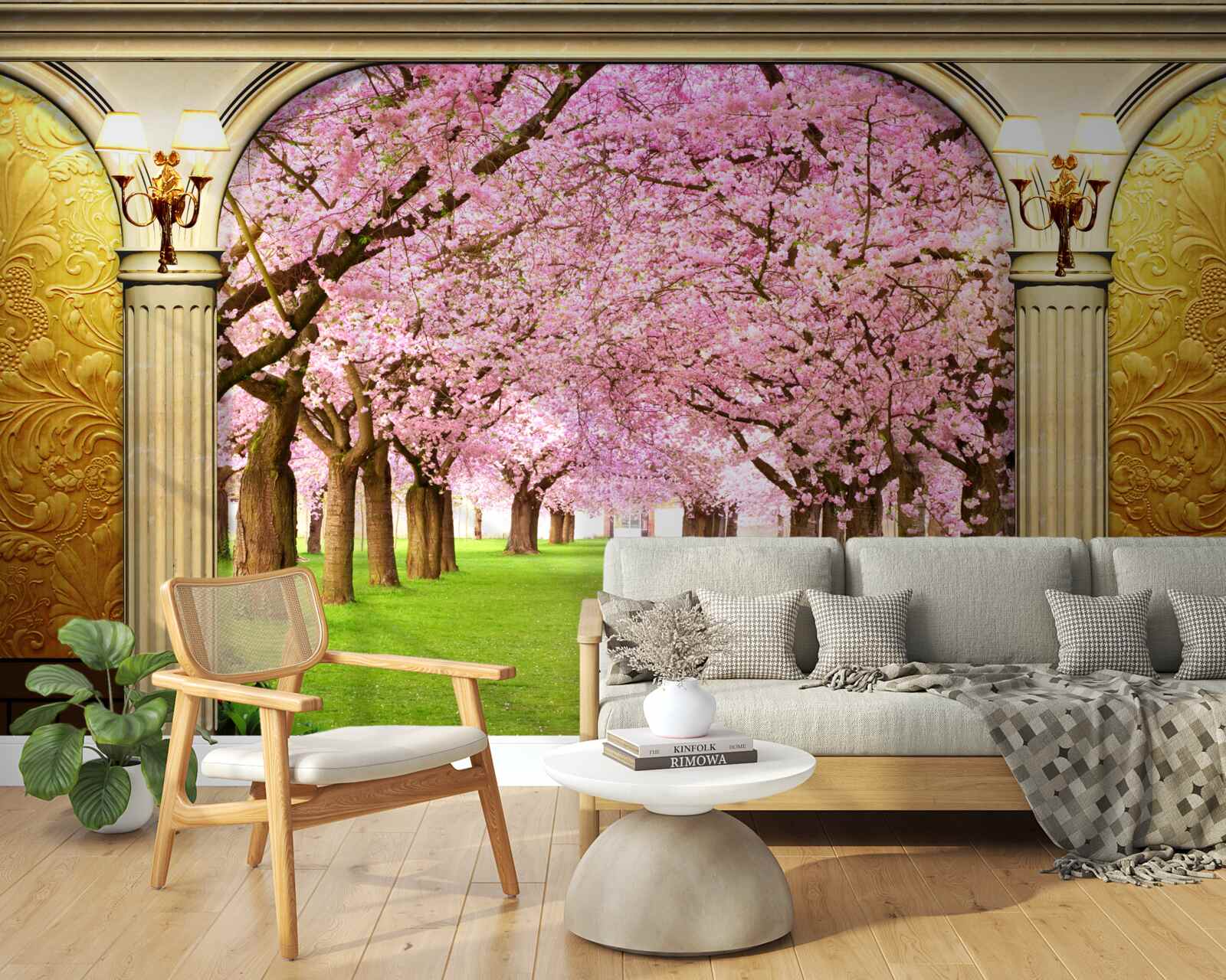 Fototapeta sklepienie prowadzące do alei sakura