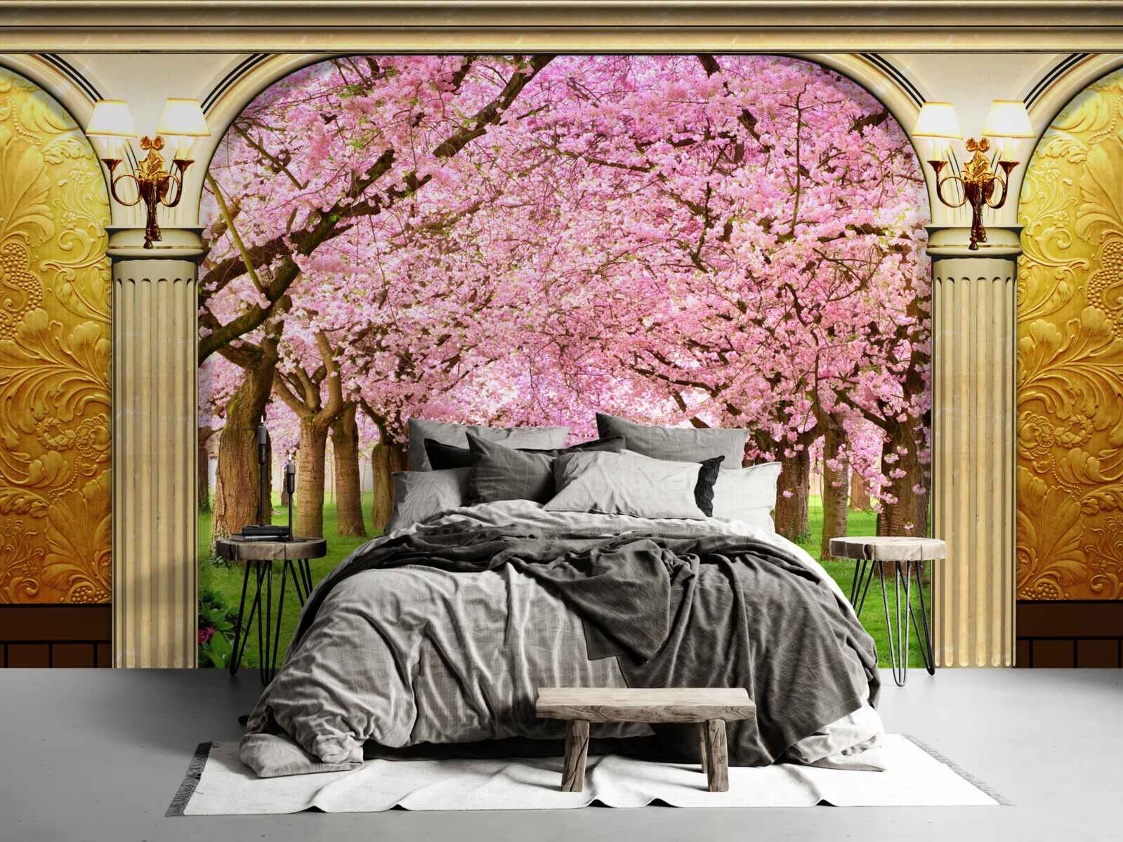 Fototapeta sklepienie prowadzące do alei sakura