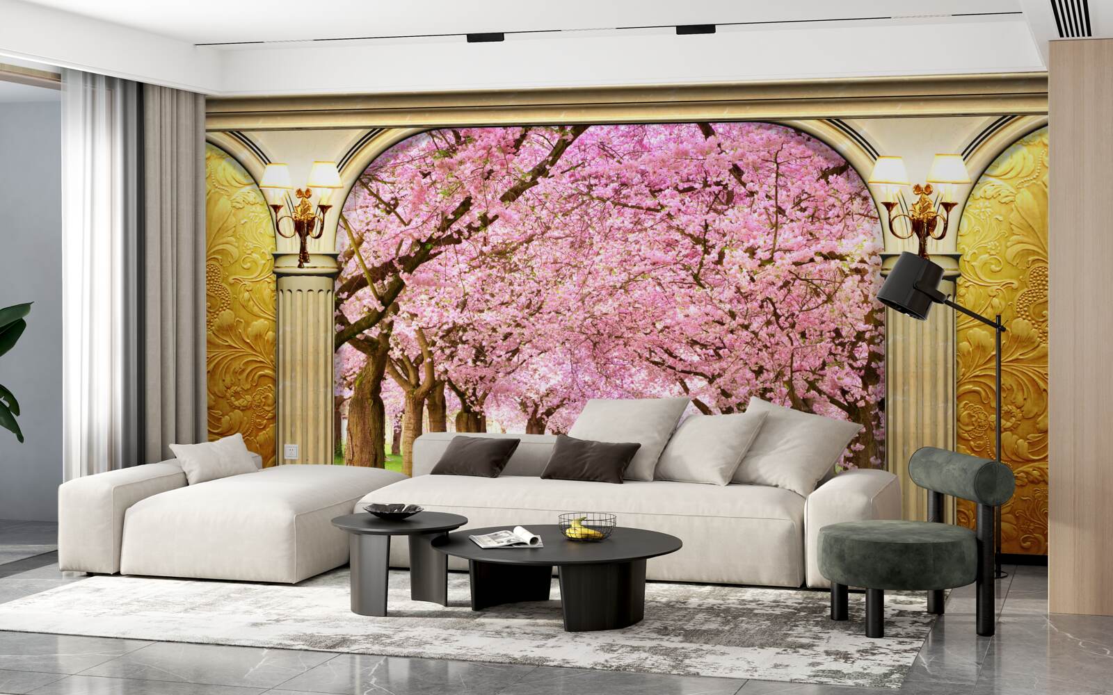 Fototapeta sklepienie prowadzące do alei sakura