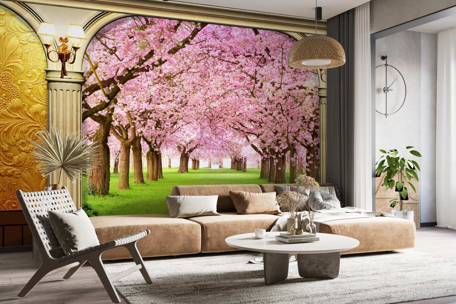 Fototapeta sklepienie prowadzące do alei sakura
