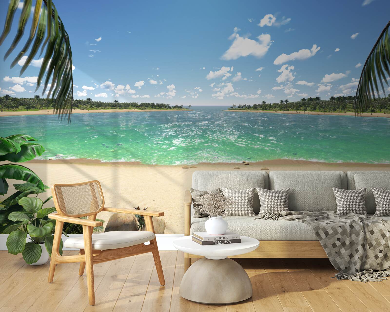 Fototapeta plaża ze złotym piaskiem u turkusowego wybrzeża