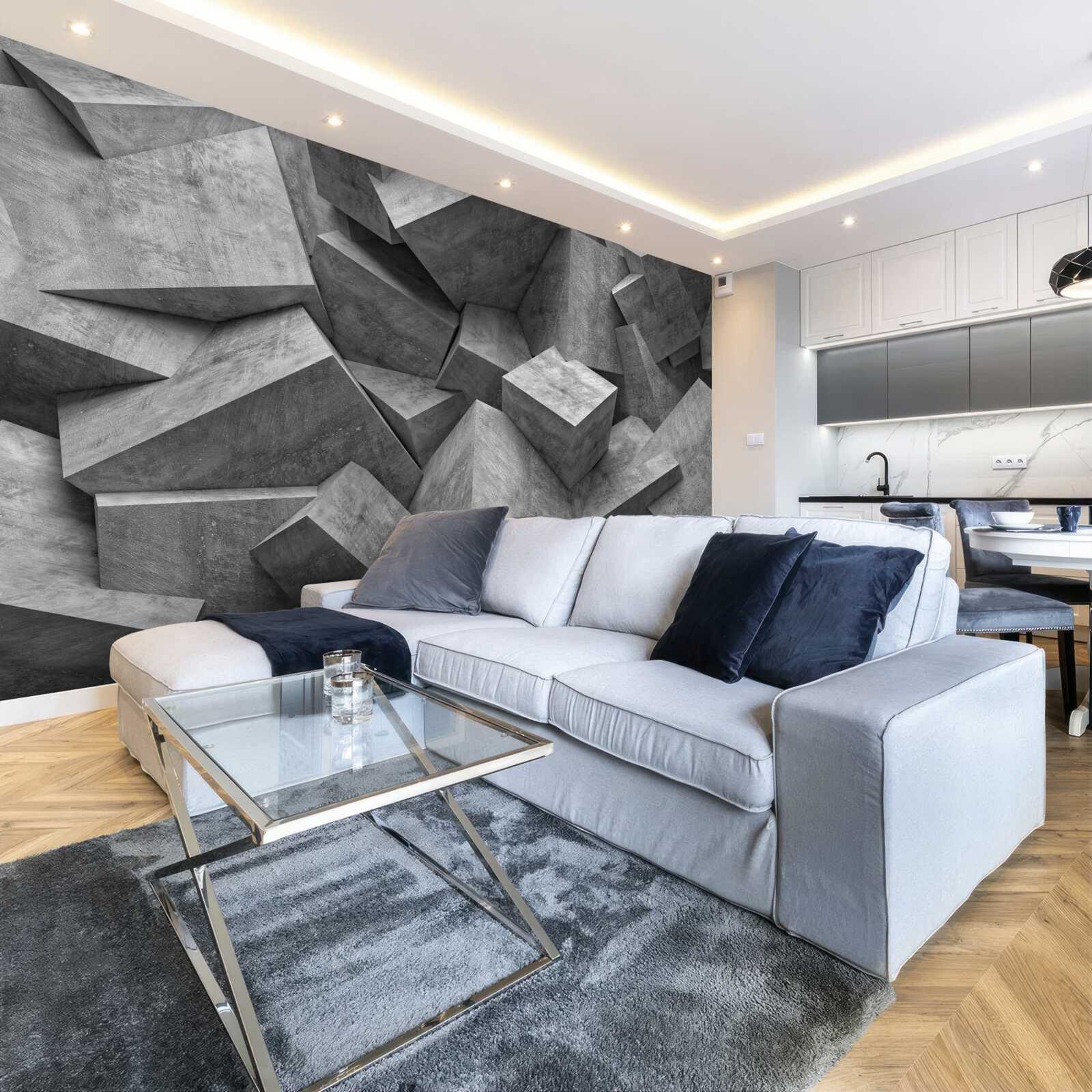 Fototapeta trójwymiarowe kształty geometryczne w kolorze szarym