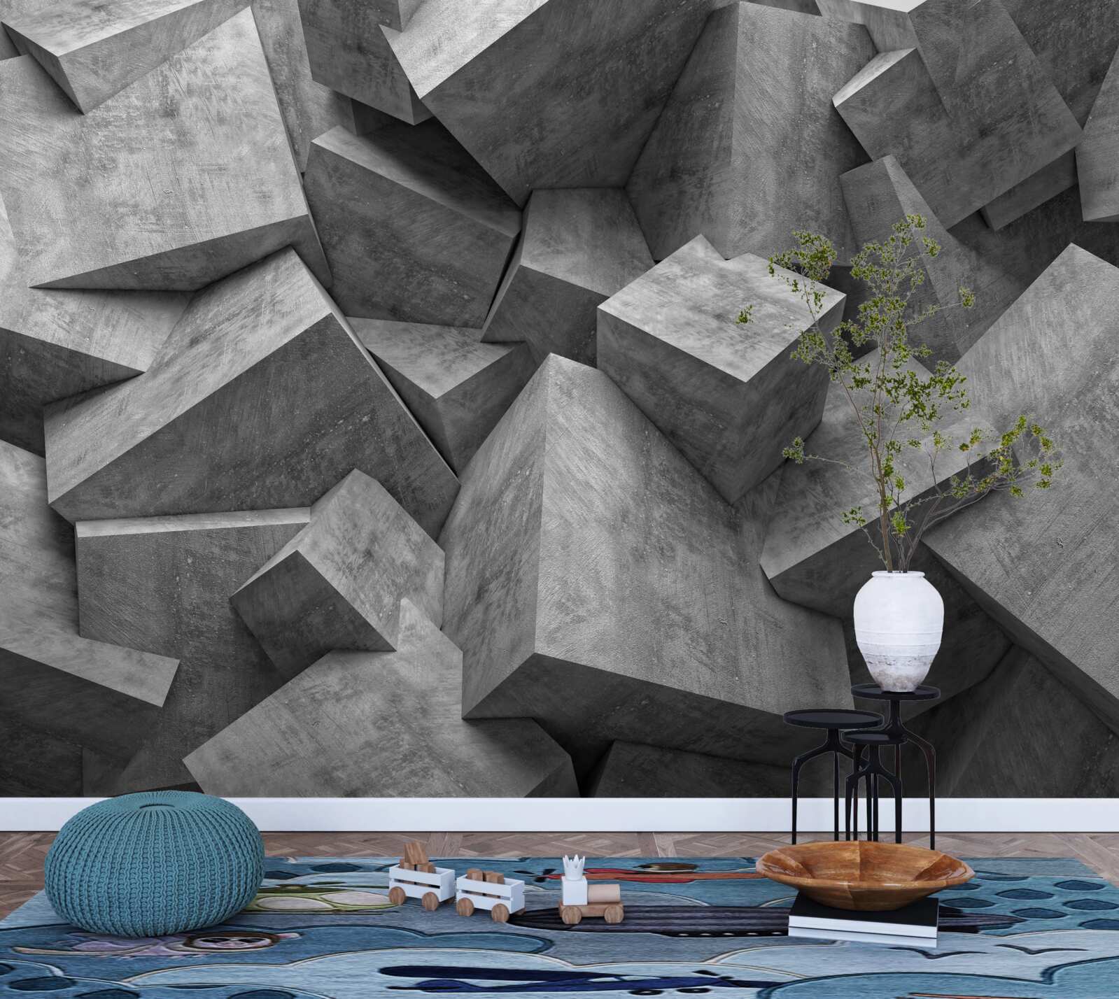 Fototapeta trójwymiarowe kształty geometryczne w kolorze szarym