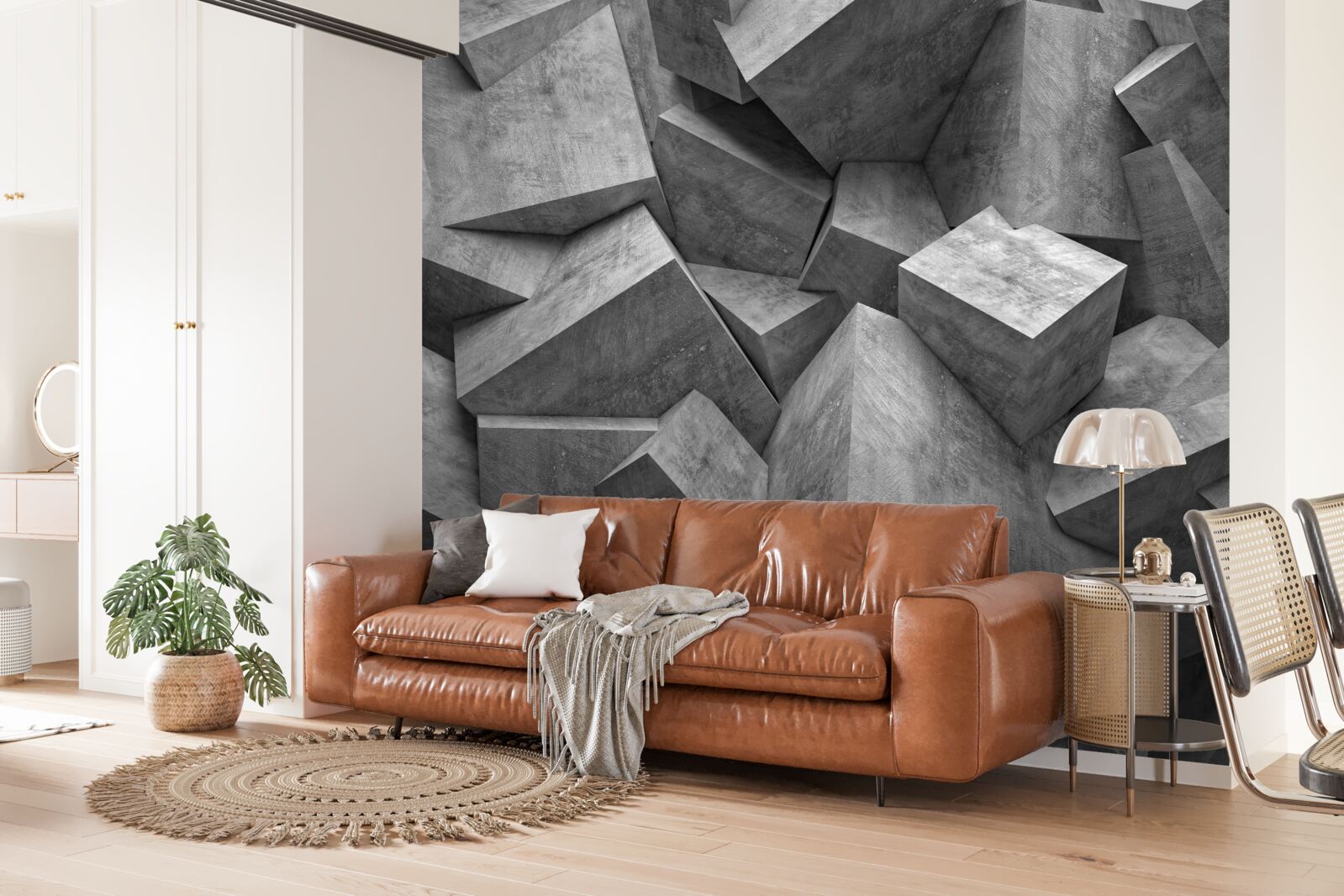 Fototapeta trójwymiarowe kształty geometryczne w kolorze szarym
