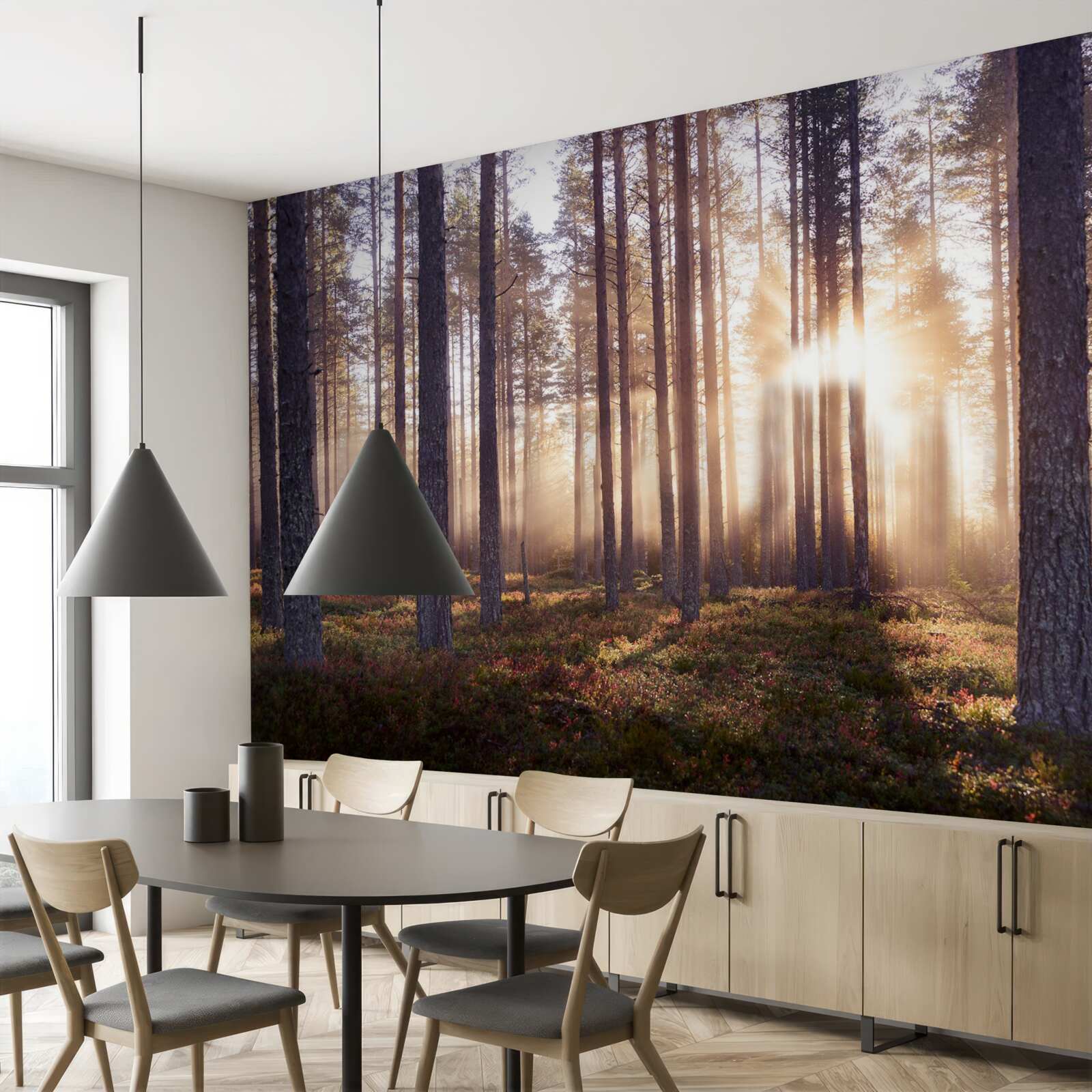Fototapeta poranek w lesie